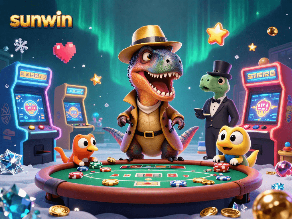 Engage in thrilling blackjack strategies with sunwin's velociraptor card counter in a vibrant casino scene.