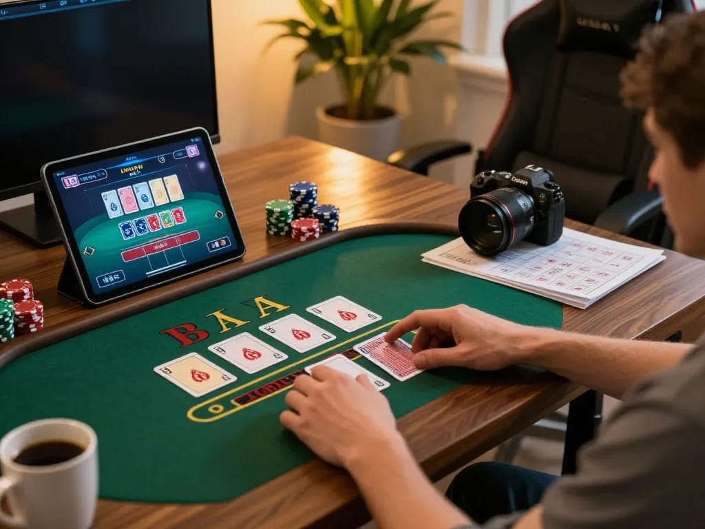 cm88 player strategizing during a live dealer blackjack session on a tablet at home