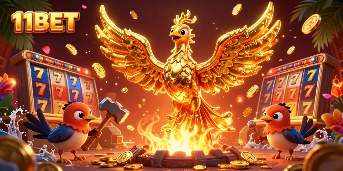 Experience thrilling gameplay and excitement with 11BET's vibrant online casino features featuring a golden phoenix.