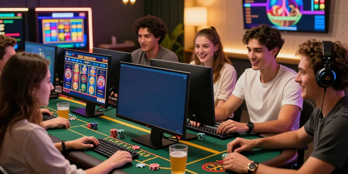 Exciting gaming atmosphere with friends enjoying the best non gamstop casinos together.
