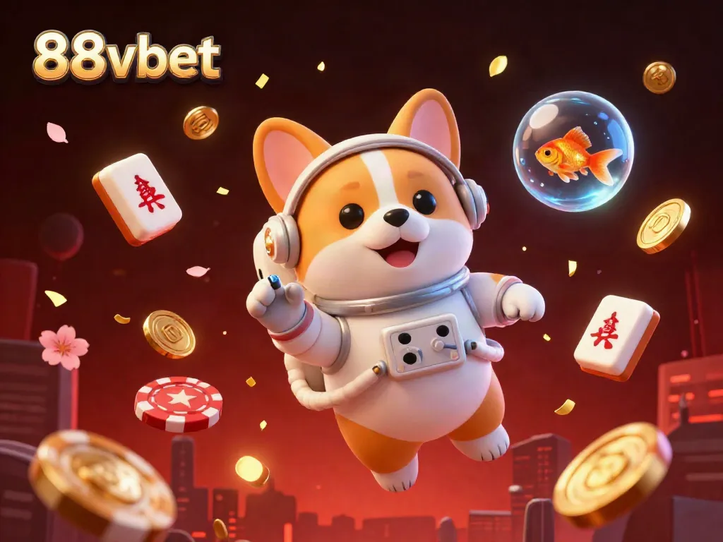 Experience thrilling gaming with 88vbet in this vibrant 3D illustration of a space casino adventure.