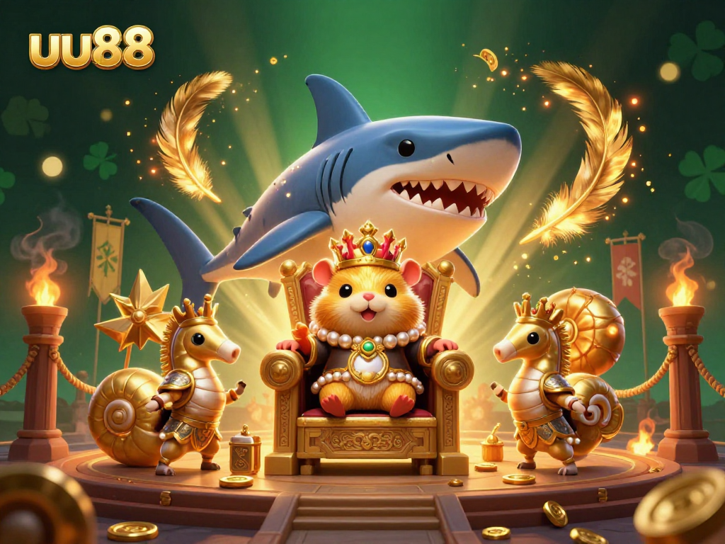 Experience thrilling adventures at uu88 with a fierce golden hamster king and his seahorse guards.