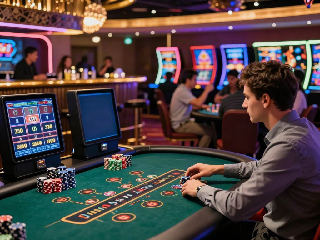 Experience the excitement of the best non gamstop casinos with players enjoying vibrant gaming tables.