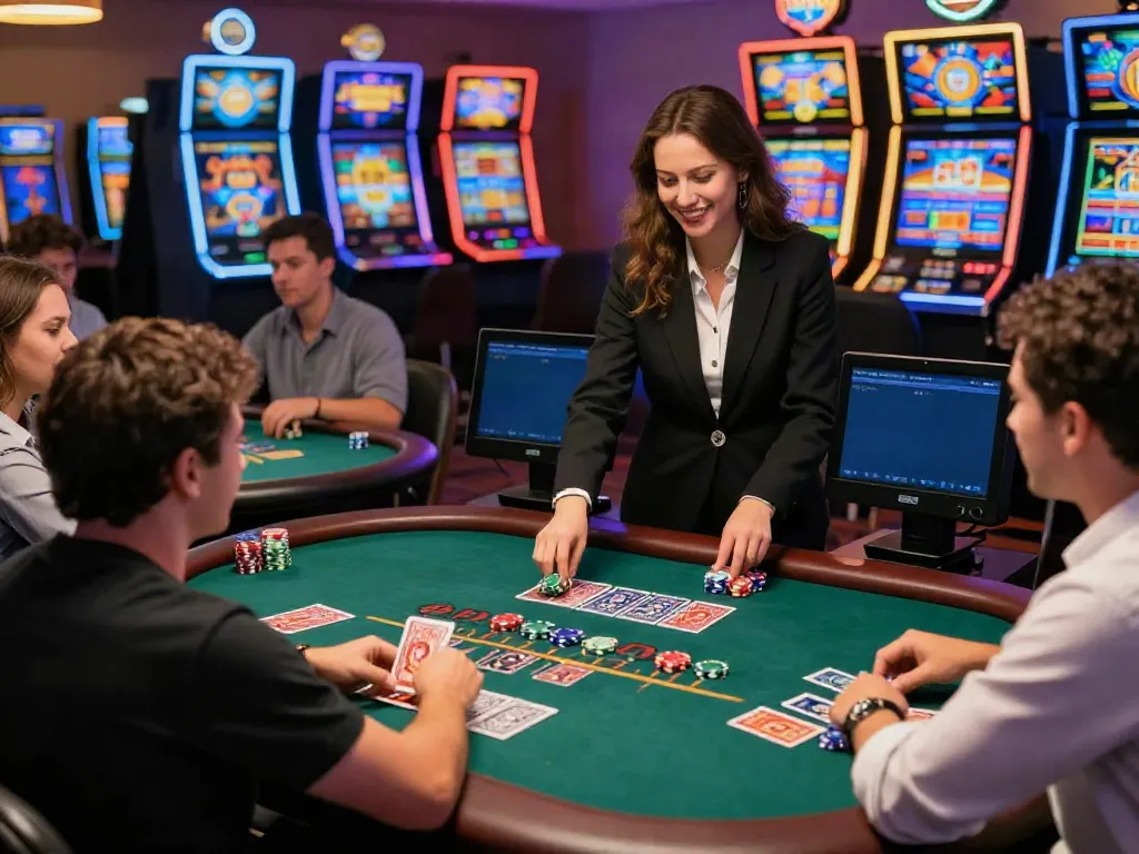 Best non gamstop casinos with players enjoying vibrant games and friendly dealers in an inviting casino.