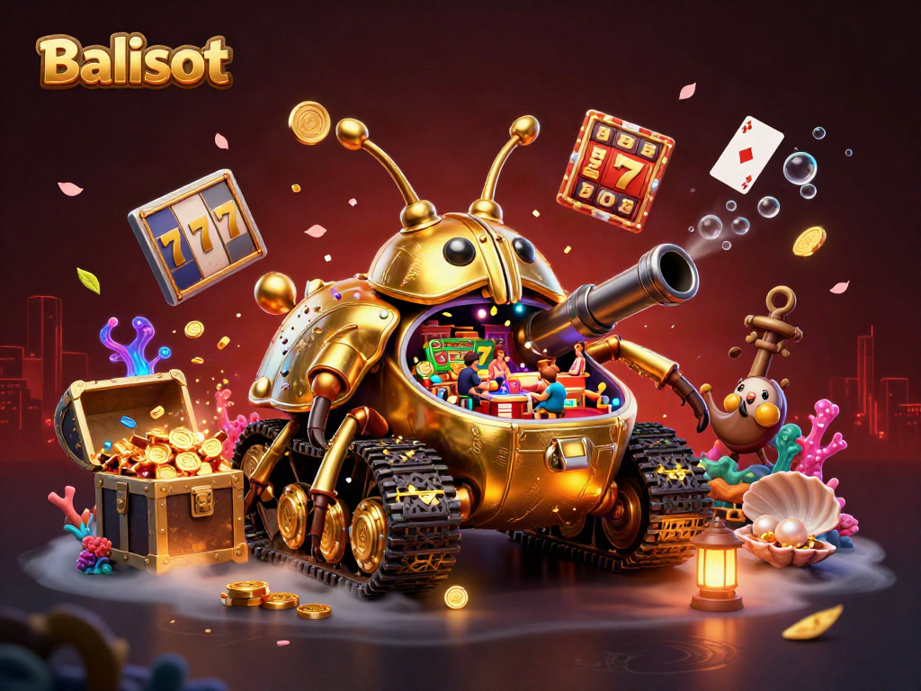 Experience Balislot's thrilling slot adventures in a vibrant 3D illustration filled with excitement.