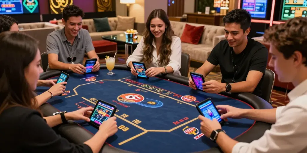Experience the best non gamstop casinos with friends enjoying vibrant gaming atmosphere.