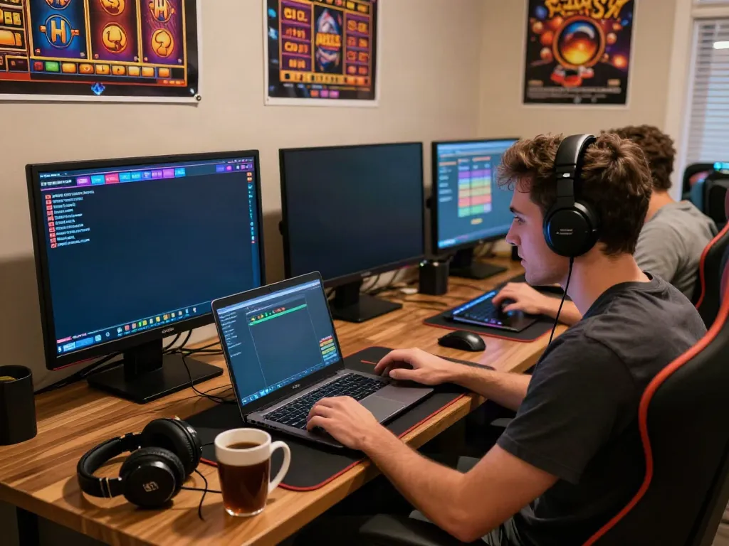 Engaging player exploring the best non gamstop casinos with vibrant online gaming atmosphere.
