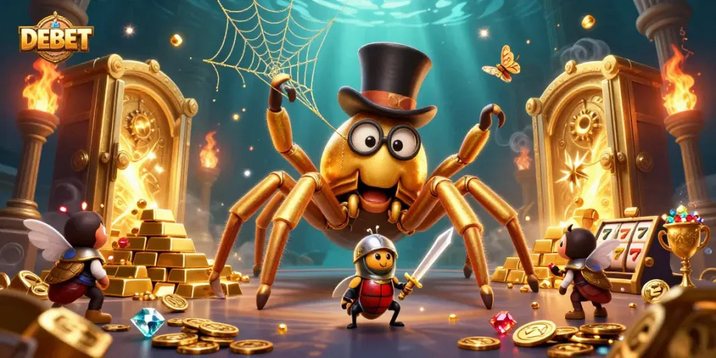 Join the excitement at DEBET casino, where golden treasures and lively characters await!