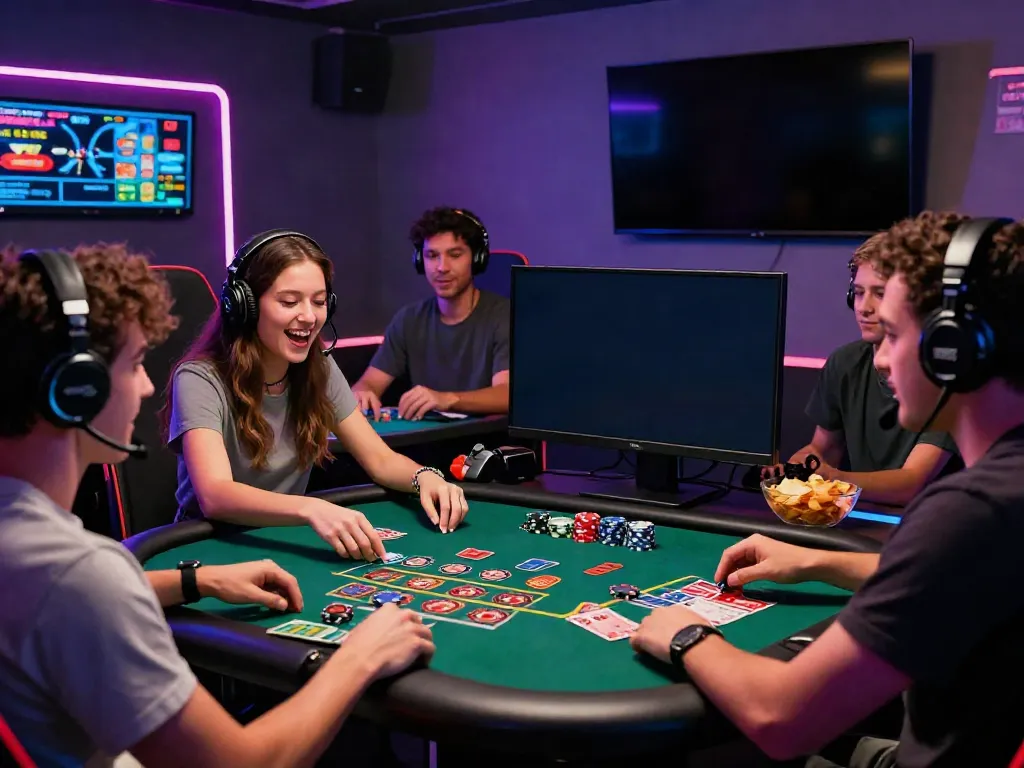 Exciting gaming atmosphere showcasing best non gamstop casinos with players engaged around a vibrant gaming table