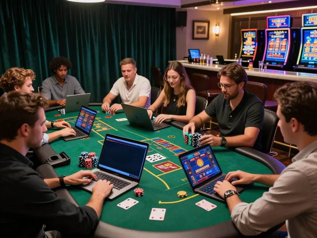Best non gamstop casinos vibrant gaming scene with players enjoying games
