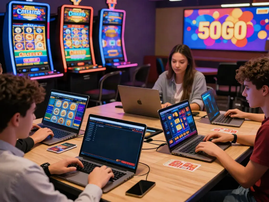 Exciting play at the best non gamstop casinos with players analyzing games and bonuses online.