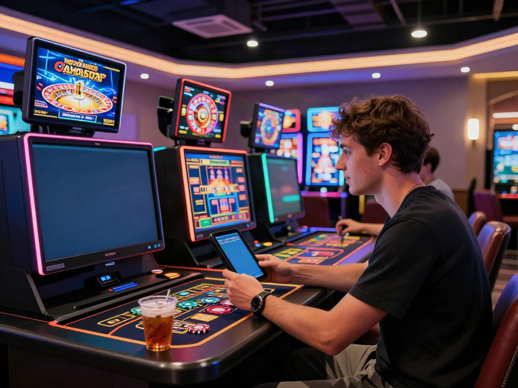 Experience the excitement at the best non gamstop casinos with a dynamic gaming scene featuring players enjoying various casino games.