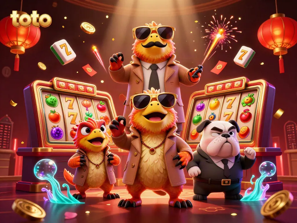 Experience exciting gaming with toto featuring a trench coat raptor and bouncer in a vibrant casino