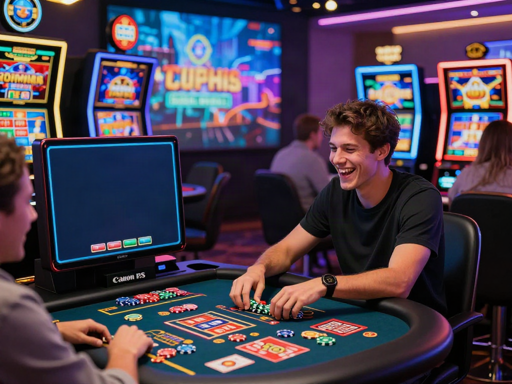 Best non gamstop casinos scene showing diverse players enjoying online gaming excitement.
