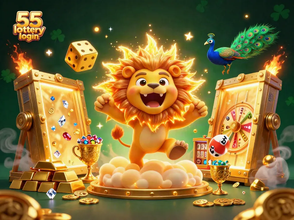 Experience the thrill of 55 lottery login with vibrant characters in an engaging lottery scene, showcasing excitement and energy.
