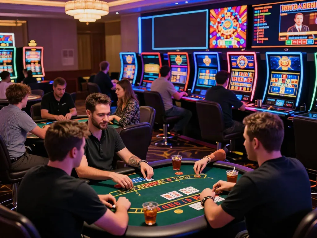 Players enjoying games at the best non GamStop casinos, showcasing excitement and vibrant atmosphere.