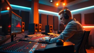 Enhancing sound quality with online mastering services in a professional studio.