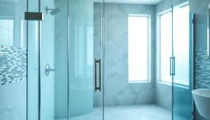 Showcase of modern shower doors UK with sleek designs in an elegant bathroom setting.