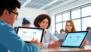 Youdao platform helping students enhance their language skills in a modern classroom.
