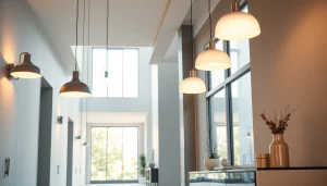 Illuminate your space with stunning hallway lighting fixtures enhancing a modern corridor.
