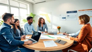 Register Florida LLC process with entrepreneurs in a modern office setting, showcasing collaboration and trust.