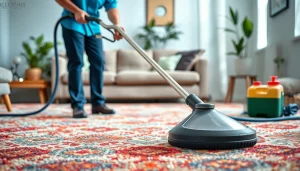 Experience professional carpet cleaning in Glasgow with a skilled technician revitalizing a vibrant carpet.