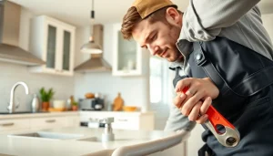 Plumber providing whole house repiping services Tampa in a well-lit kitchen environment.