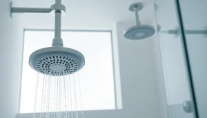Experience elegant showers in a sleek bathroom setting with modern fixtures.