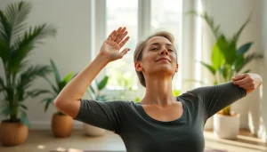 Learn how to improve posture with yoga stretches in a serene room.