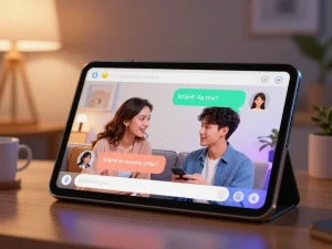 Engaging NSFW AI chat interface on modern device with intimate background ambiance.