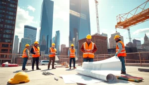 New York City Commercial General Contractor leading a bustling construction project.