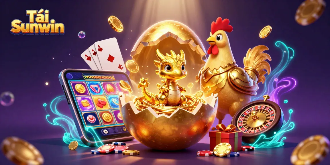 Tải Sunwin and discover an enchanting world of gaming with a baby dragon amidst casino treasures.