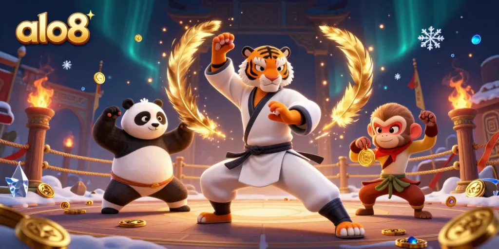 Engage with the thrilling world of ALO8, featuring dynamic characters in a vibrant casino setting.