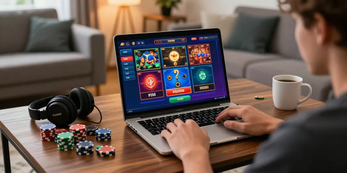 Player enjoying online casinos accepting credit card in a cozy living room setup with vibrant game graphics.