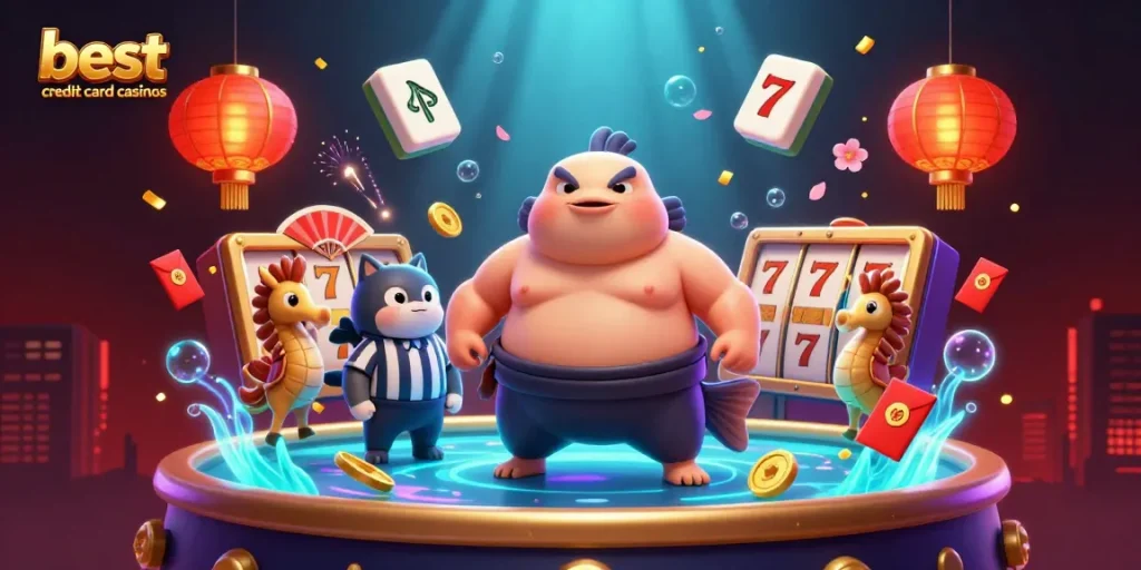 Experience the excitement at the best credit card casinos with a vibrant underwater casino scene.