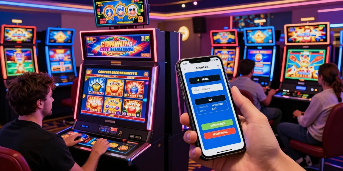 Exciting gaming environment at casinos that take credit cards with diverse players, bright slot machines, and easy payment options.